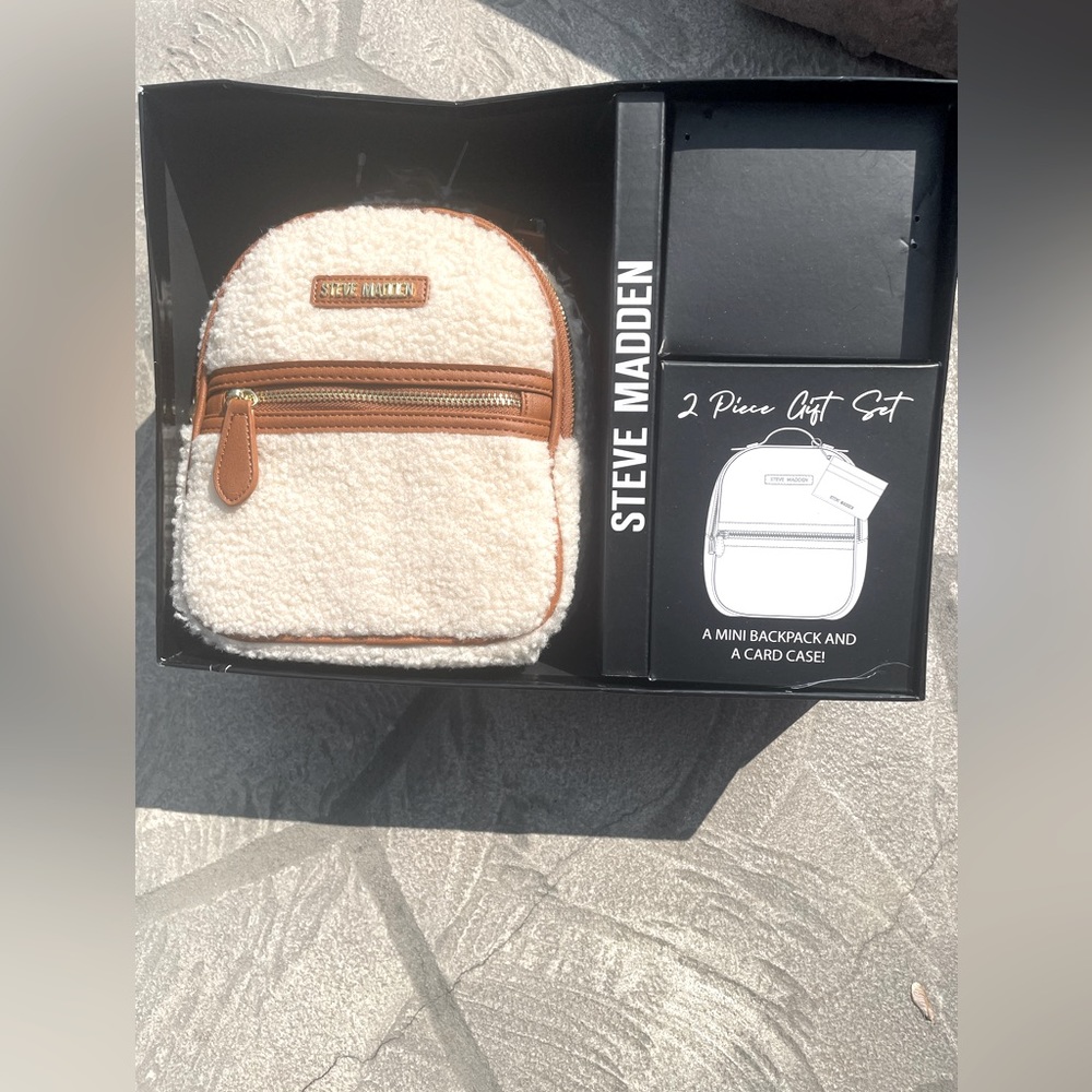 Steve Maden white Sherpa mini backpack
